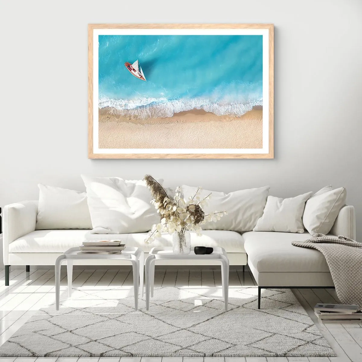 Poster în ramă de stejar deschis - La frontieră dintre albastru și auriu - 40x30 cm