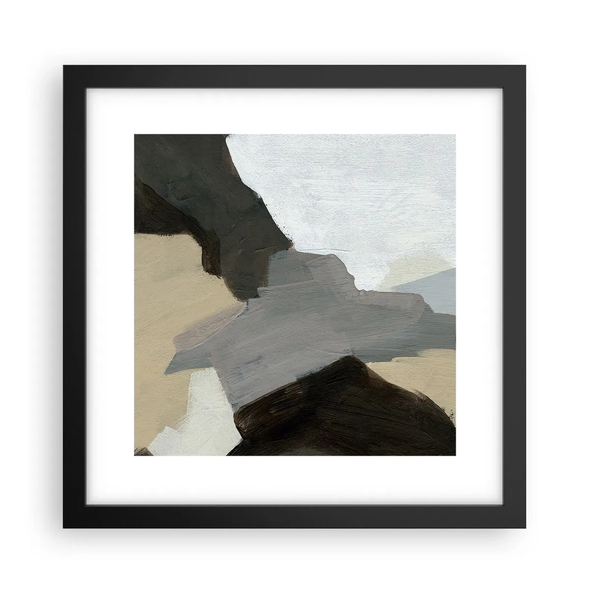 Poster în ramă neagră - Abstracție: despărțirile griului - 30x30 cm