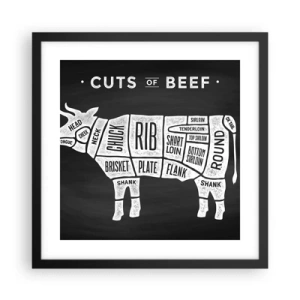 Poster în ramă neagră - Abecedar de măcelar - 40x40 cm