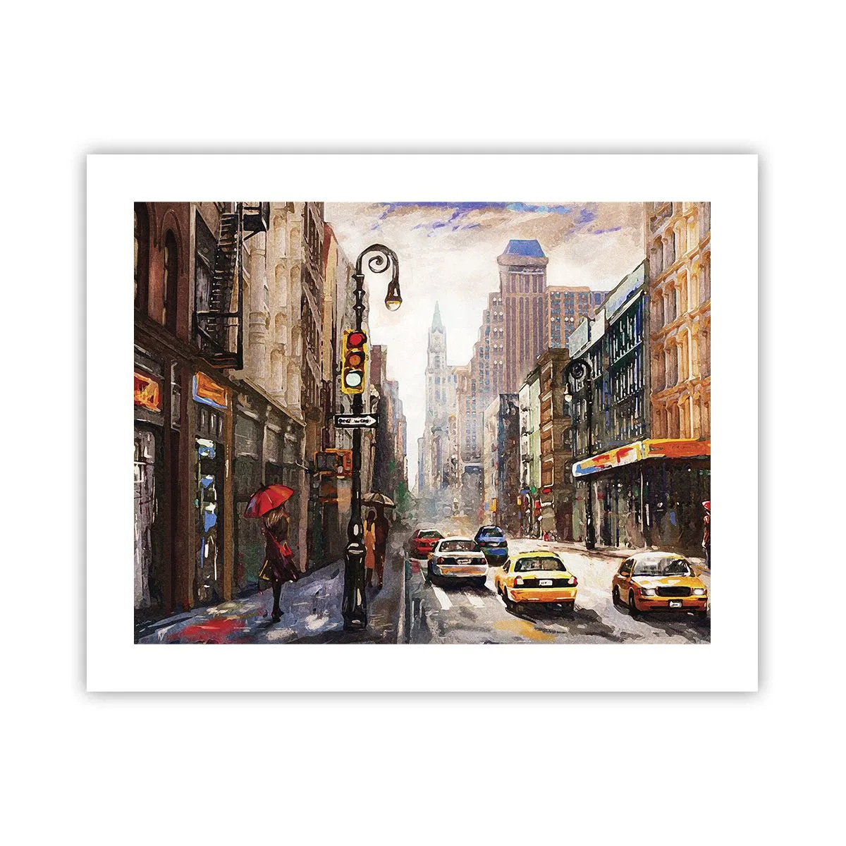 Poster - New York - plin de culoare și în ploaie - 50x40 cm