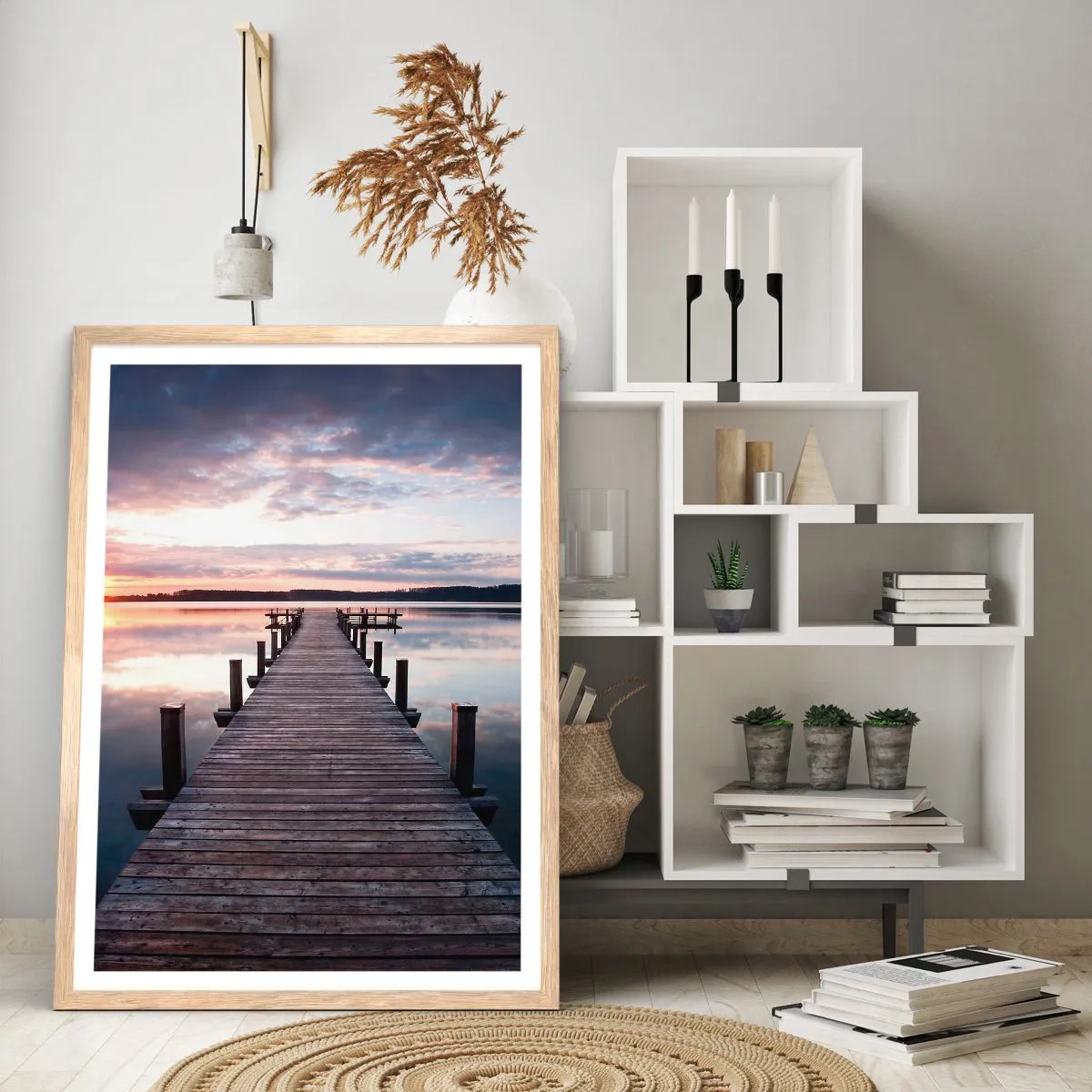 Poster în ramă de stejar deschis - Granița tăcută dintre zi și noapte - 40x50 cm