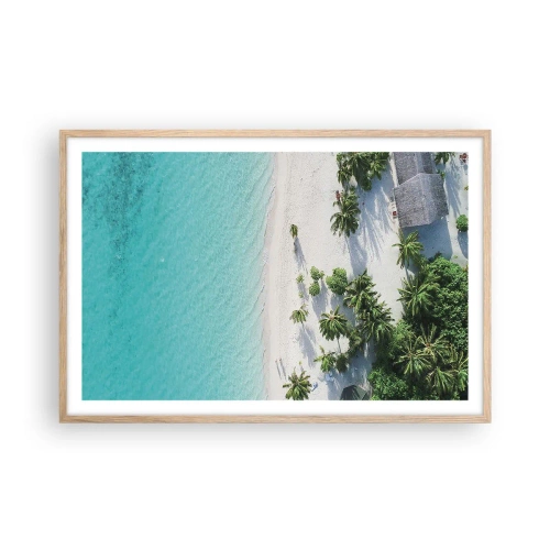 Poster în ramă de stejar deschis - Vacanță în paradis - 91x61 cm