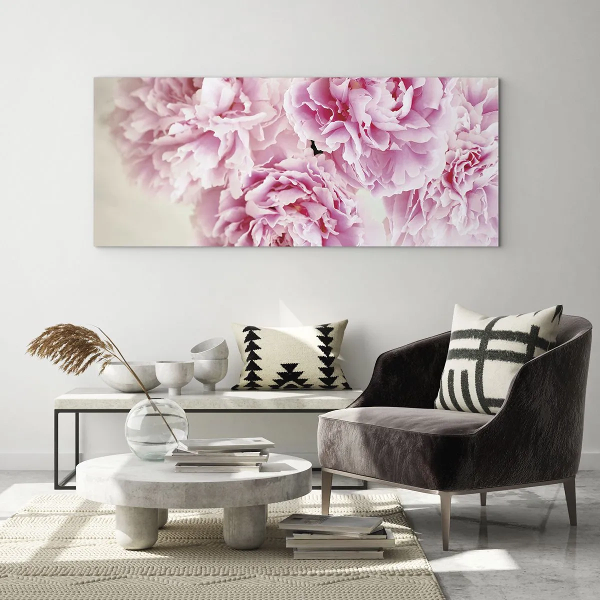 Tablou pe sticlă - În luxul roz - 100x40 cm