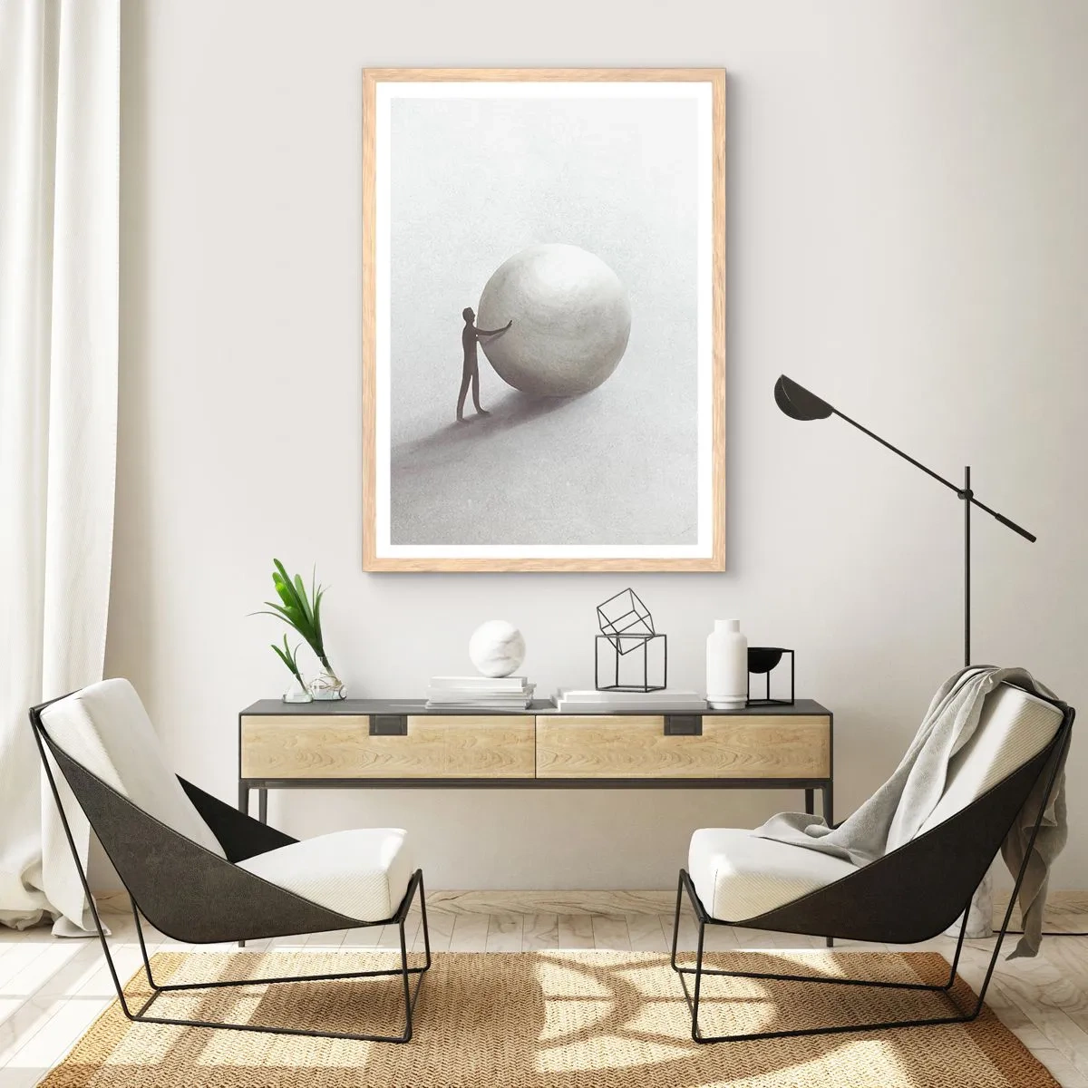 Poster în ramă de stejar deschis - Jocul vieții - 50x70 cm