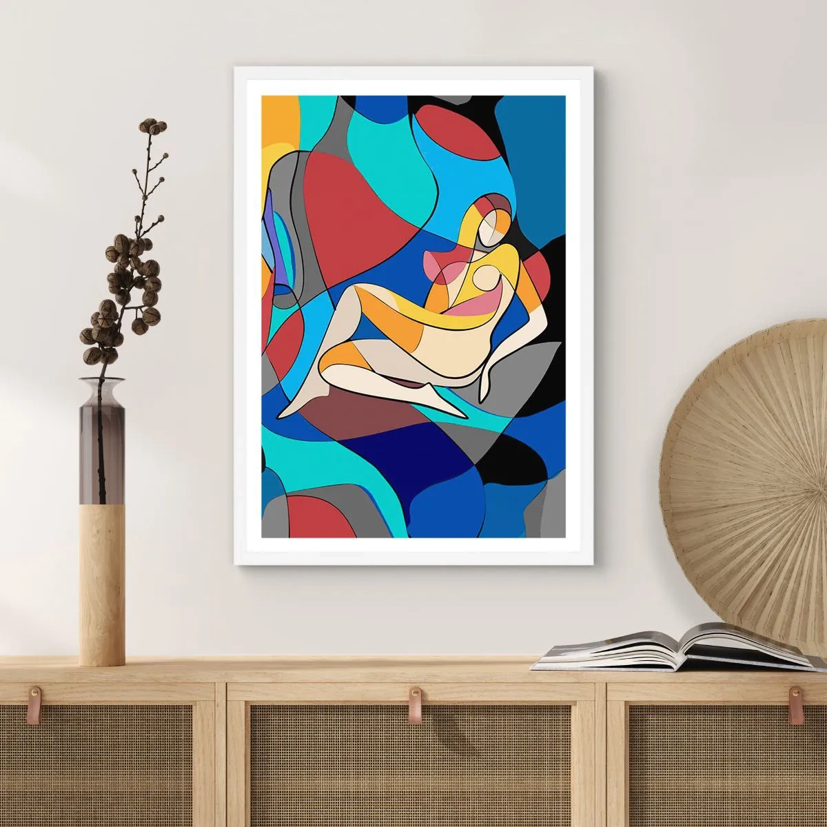 Poster în ramă albă - Nudul cubist - 50x70 cm