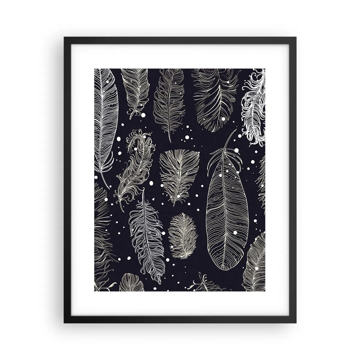 Poster în ramă neagră - Dantelă cu pene - 40x50 cm