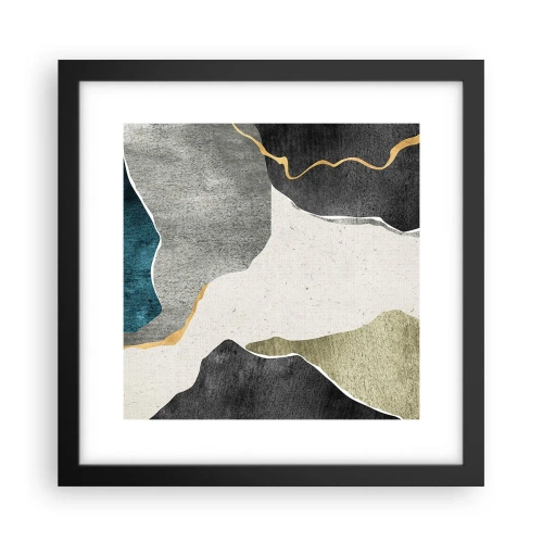 Poster în ramă neagră - Compoziție mozaic cu fir de aur - 30x30 cm