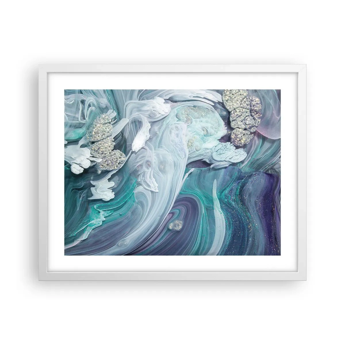 Poster în ramă albă - Râuri de albastru - 50x40 cm