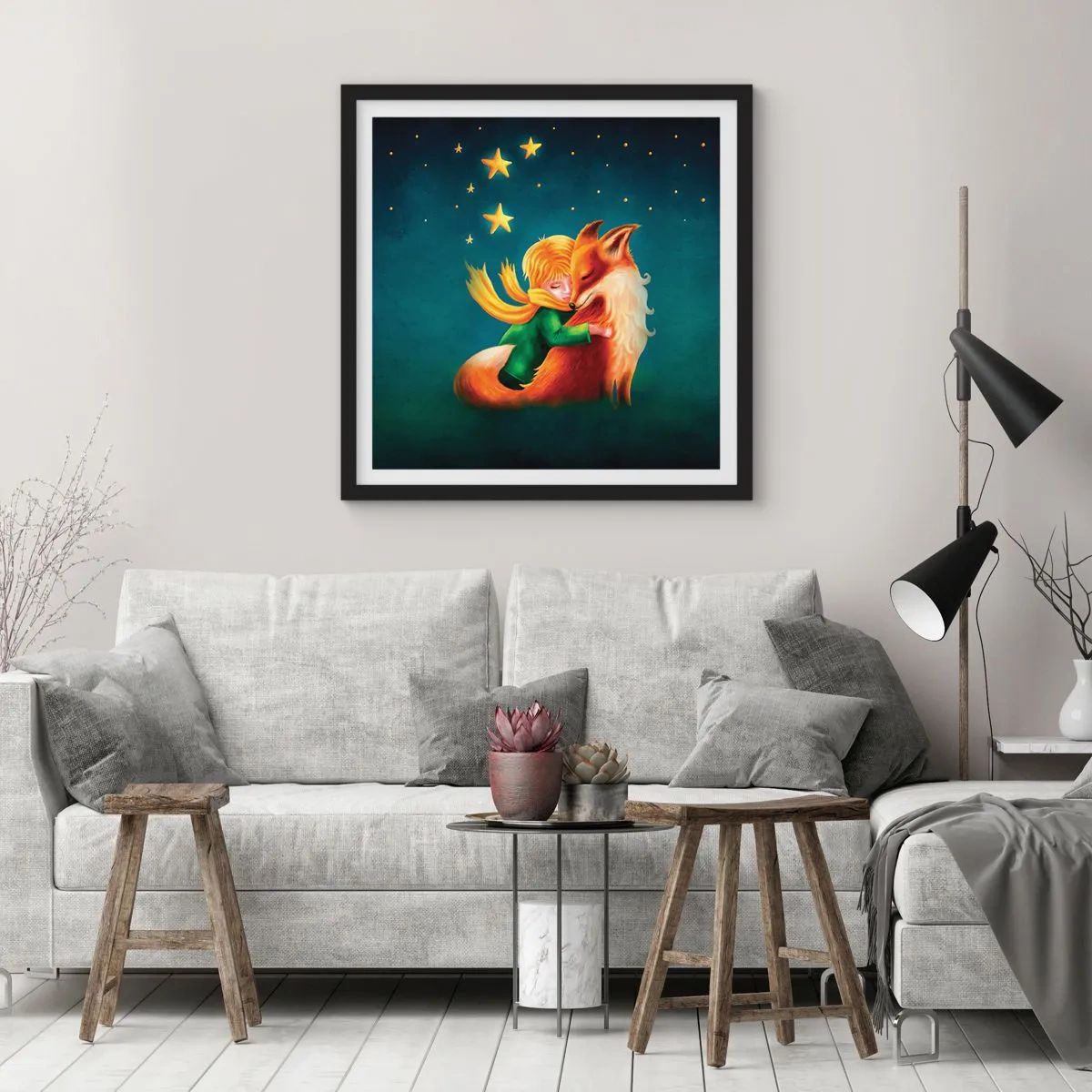 Poster în ramă neagră - Micul Prinț - 30x30 cm