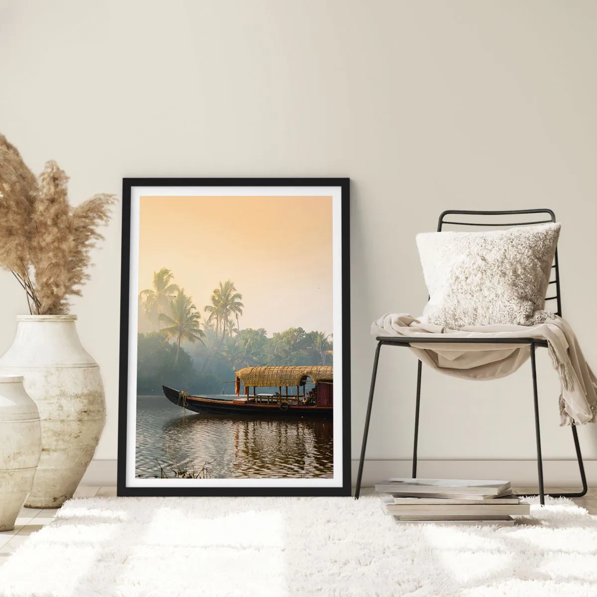 Poster în ramă neagră - Casă pe râu - 61x91 cm