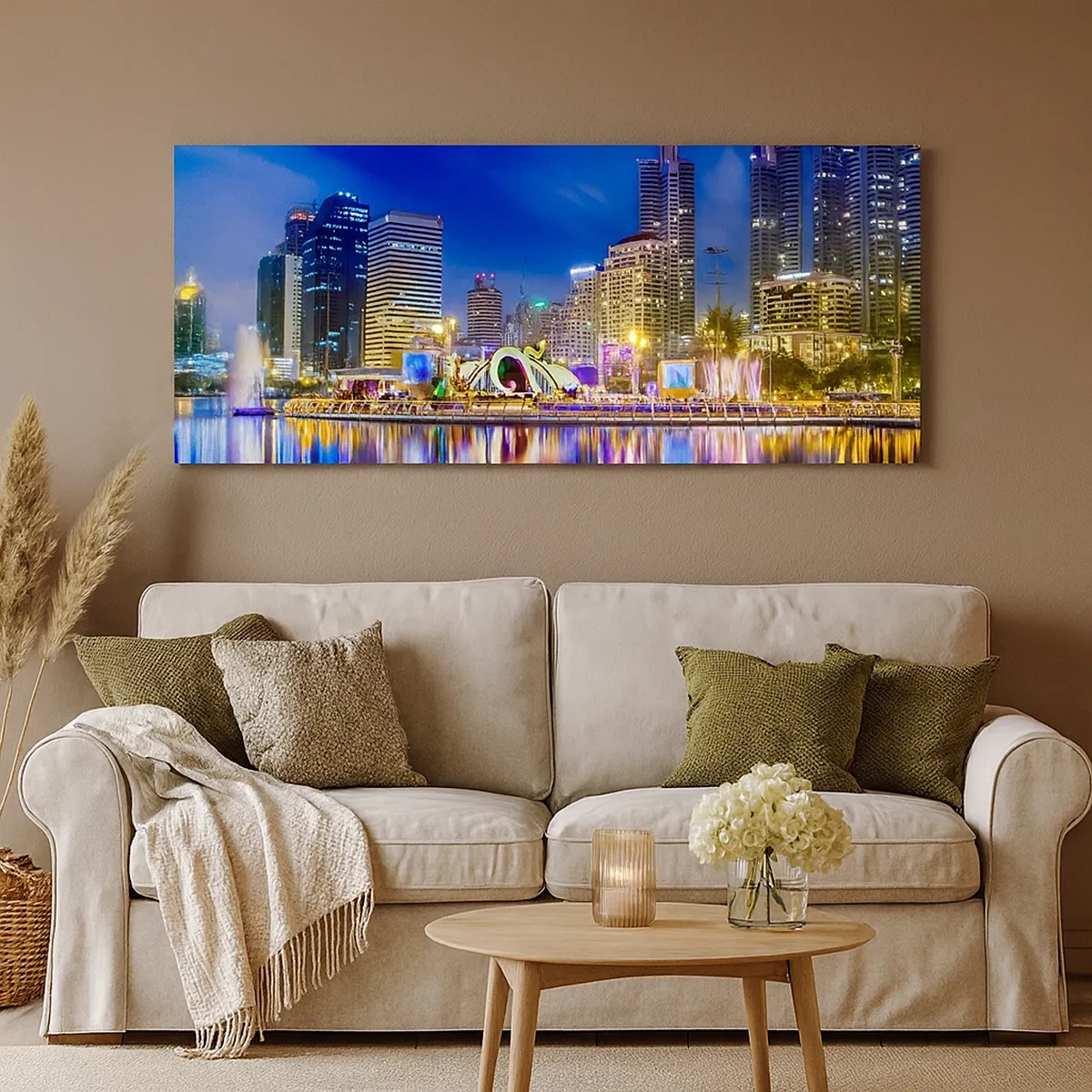 Tablou pe pânză - Noaptea de curcubeu a metropolei - 30x30 cm