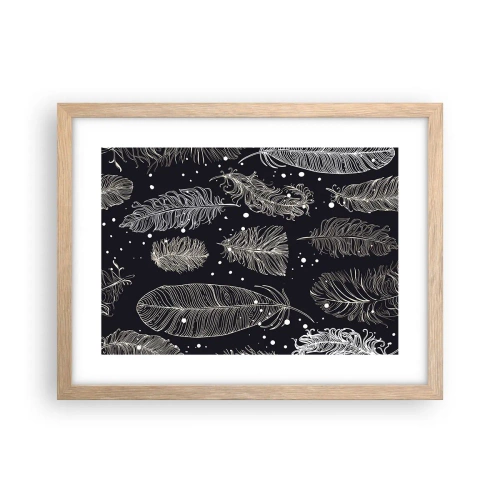 Poster în ramă de stejar deschis - Dantelă cu pene - 40x30 cm