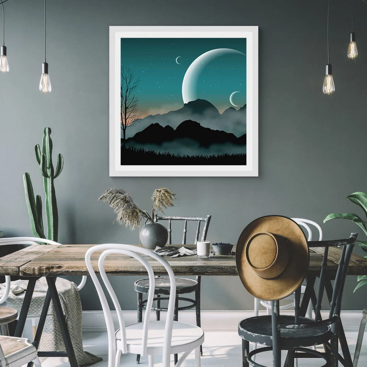 Poster în ramă albă - Carnavalul unei nopți înstelate - 30x30 cm