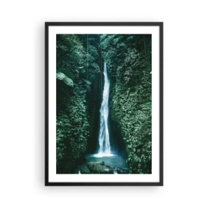 Poster în ramă neagră - Cascadă în jungla tropicală - 50x70cm - Băi tropicale - Decorațiune modernă pentru perete pentru living și dormitor ARTTOR