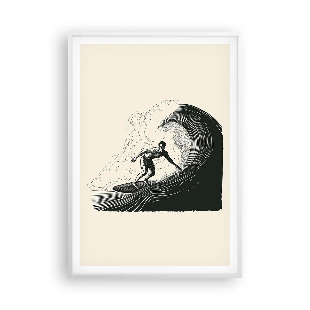 Poster în ramă albă - Regele valului - 70x100 cm