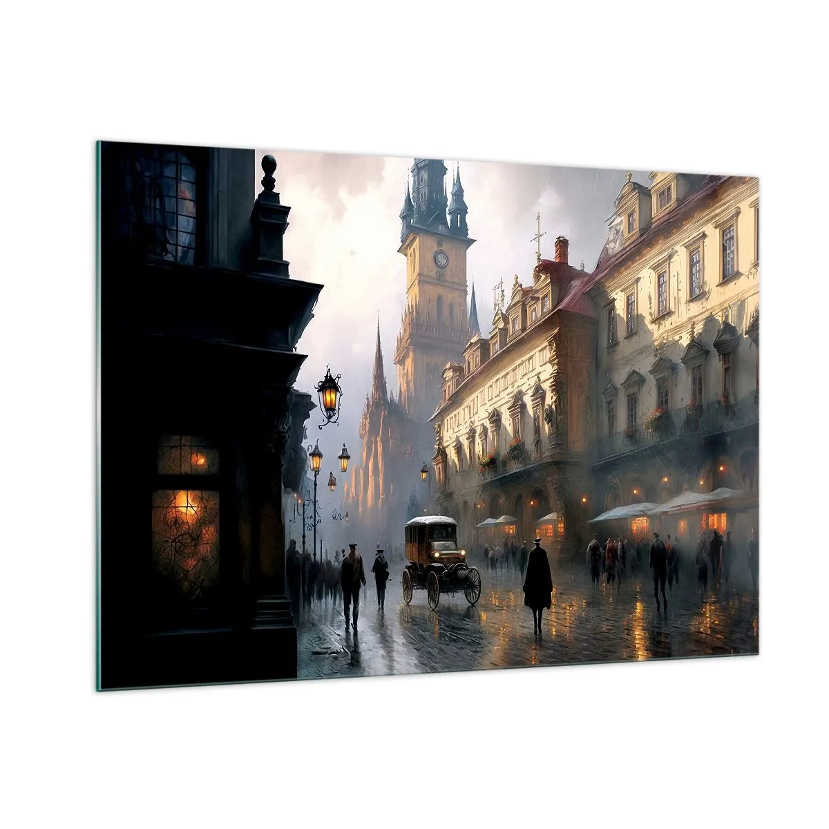 Tablou pe sticlă - Magia unei seri la Praga - 100x70 cm
