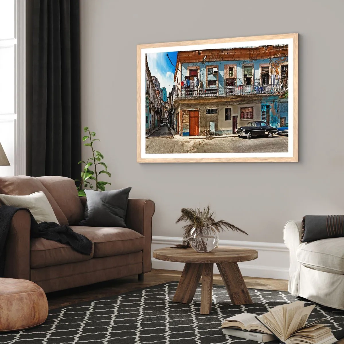 Poster în ramă de stejar deschis - Sentimente cubaneze - 100x70 cm