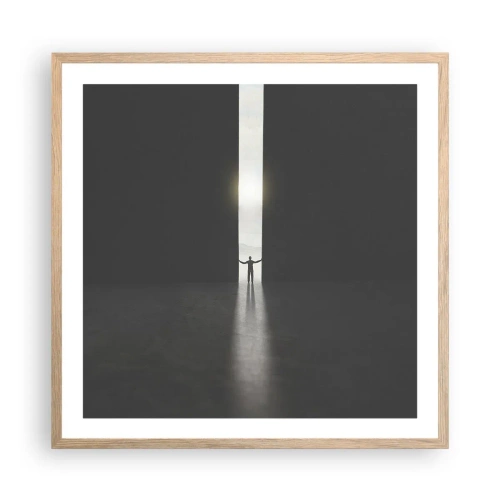 Poster în ramă de stejar deschis - Un pas spre un viitor luminos - 60x60 cm