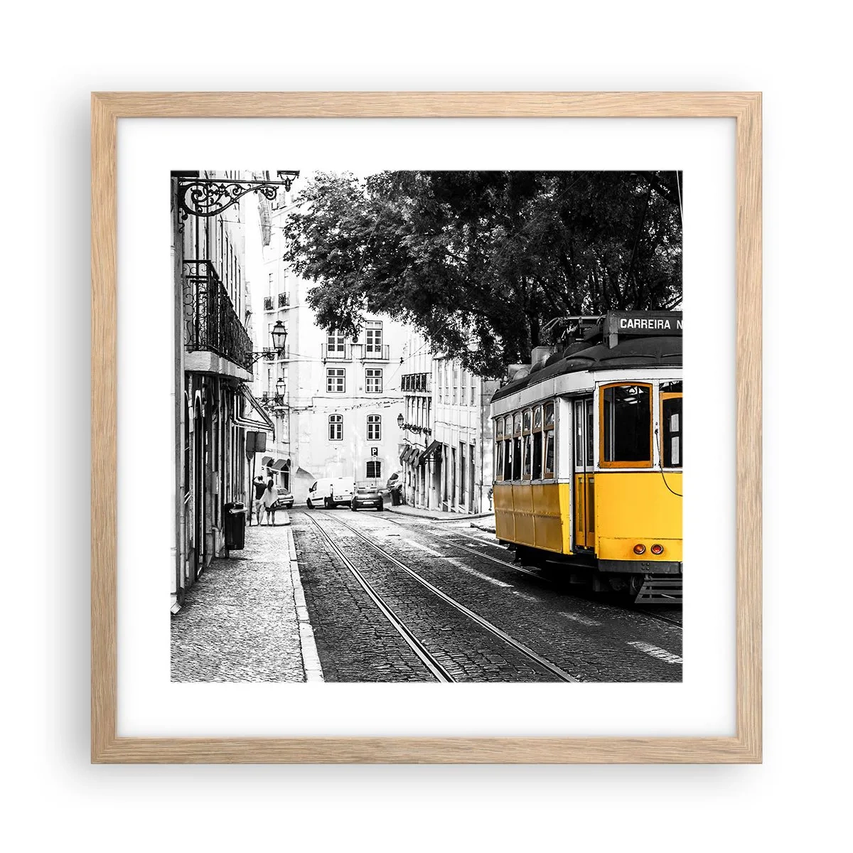 Poster în ramă de stejar deschis - Sună fado în fundal - 40x40 cm