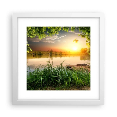 Poster în ramă albă - Peisaj într-un cadru verde - 30x30 cm
