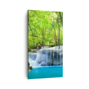 Tablou pe pânză - Scufundat în turcoaz și verde - 45x80 cm