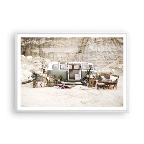 Poster în ramă albă - Să înceapă călătoria - 100x70 cm