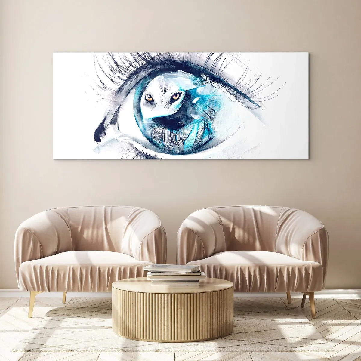 Tablou pe sticlă - Ochi în ochi cu sălbăticia - 100x40 cm