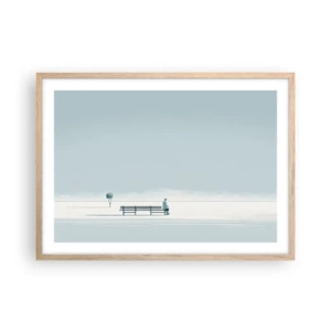 Poster în ramă de stejar deschis - Da, aștept. - 70x50 cm