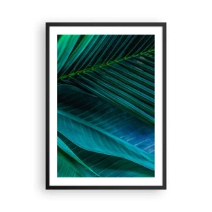 Poster în ramă neagră - Frunze tropicale în nuanțe de verde intens - 50x70cm - Anatomia verdelui - Decorațiune modernă pentru perete pentru living și dormitor ARTTOR