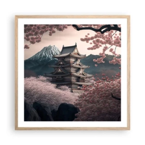 Poster în ramă de stejar deschis - Țara florilor de cireș - 60x60 cm