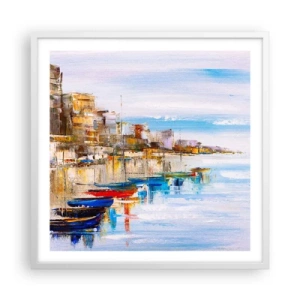 Poster în ramă albă - Port urban multicolor - 60x60 cm