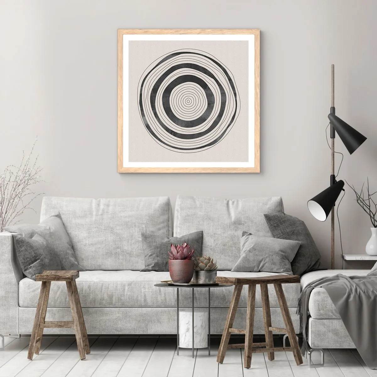 Poster în ramă de stejar deschis - Centrul cel mai important - 40x40 cm