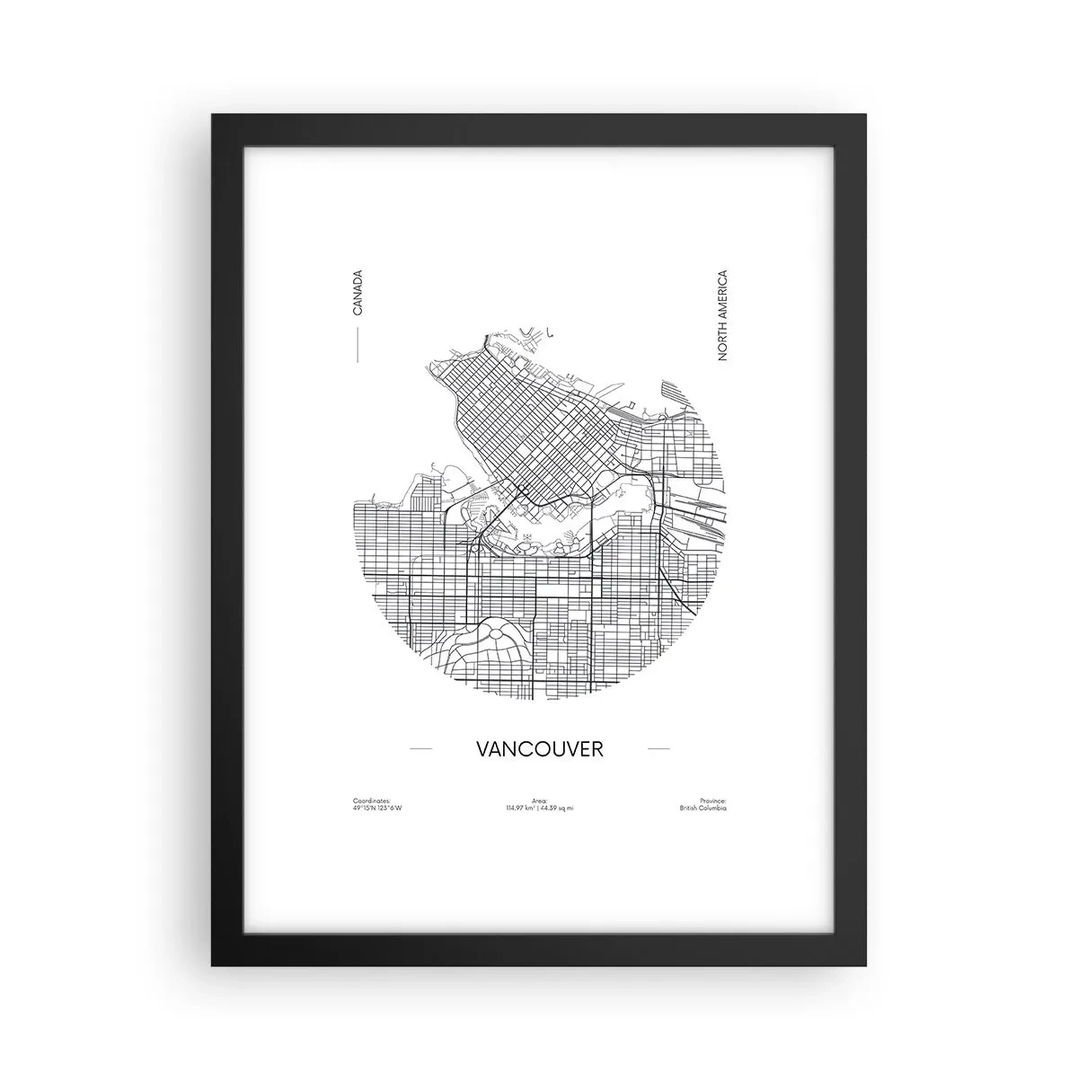 Poster în ramă neagră - Anatomia Vacouverului - 30x40 cm