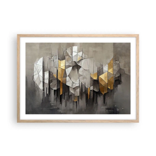 Poster în ramă de stejar deschis - Compoziție de gheață și lumină - 70x50 cm