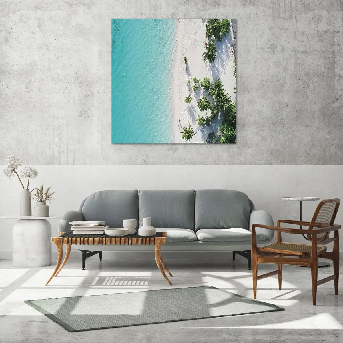 Tablou pe sticlă - Vacanță în paradis - 60x60 cm