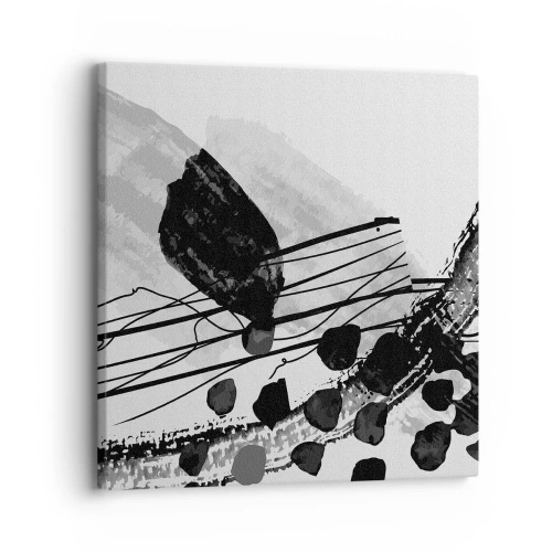 Tablou pe pânză - Abstracție organică în negru și alb - 30x30 cm