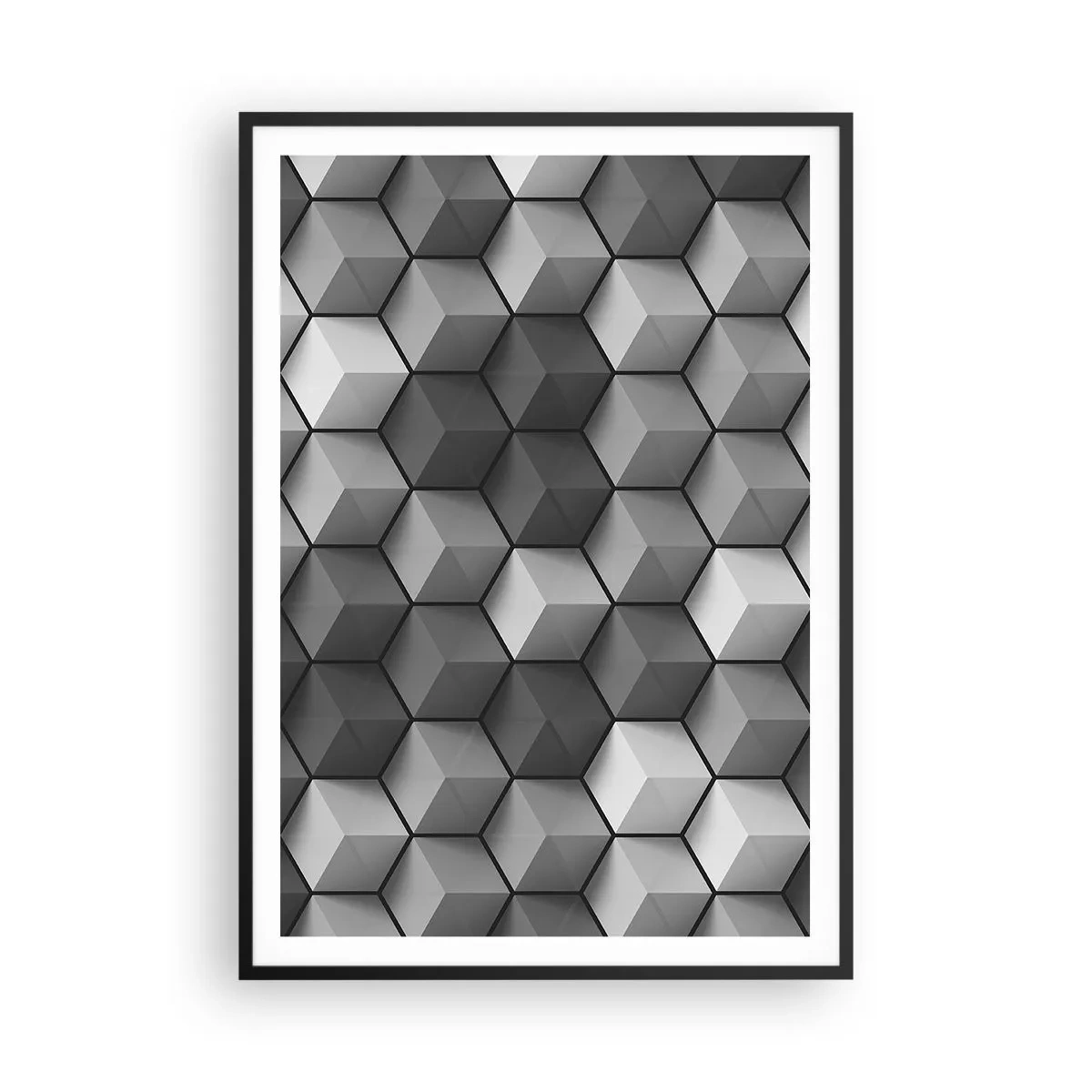 Poster în ramă neagră - Puzzle cubist - 70x100 cm