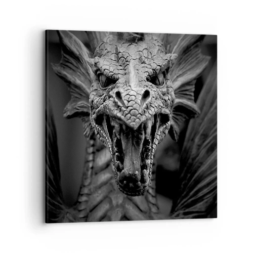 Tablou pe pânză - Dragon de basm în gri - 70x70 cm