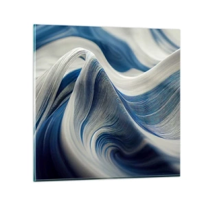 Tablou pe sticlă - Fluiditate de albastru și alb - 70x70 cm