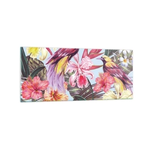 Tablou pe sticlă - Petale și pene - 120x50 cm