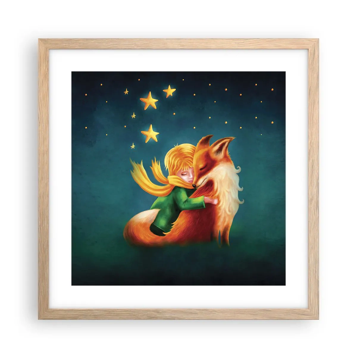 Poster în ramă de stejar deschis - Micul Prinț - 40x40 cm