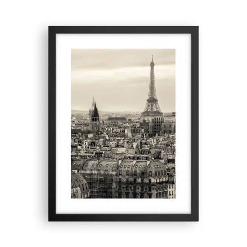 Poster în ramă neagră - Deasupra acoperișurilor Parisului - 30x40 cm