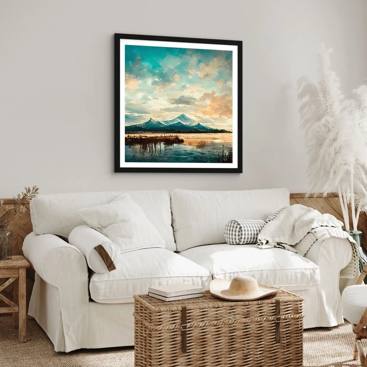 Poster în ramă neagră - Sub protecția cerului - 40x40 cm