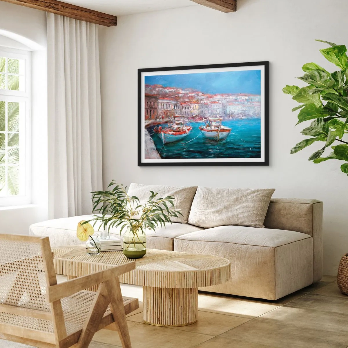 Poster în ramă neagră - Golful italian - 70x50 cm