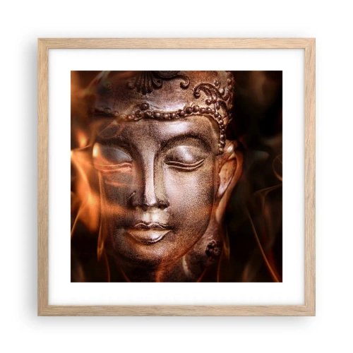 Poster în ramă de stejar deschis - Există doar aici și acum - 40x40 cm