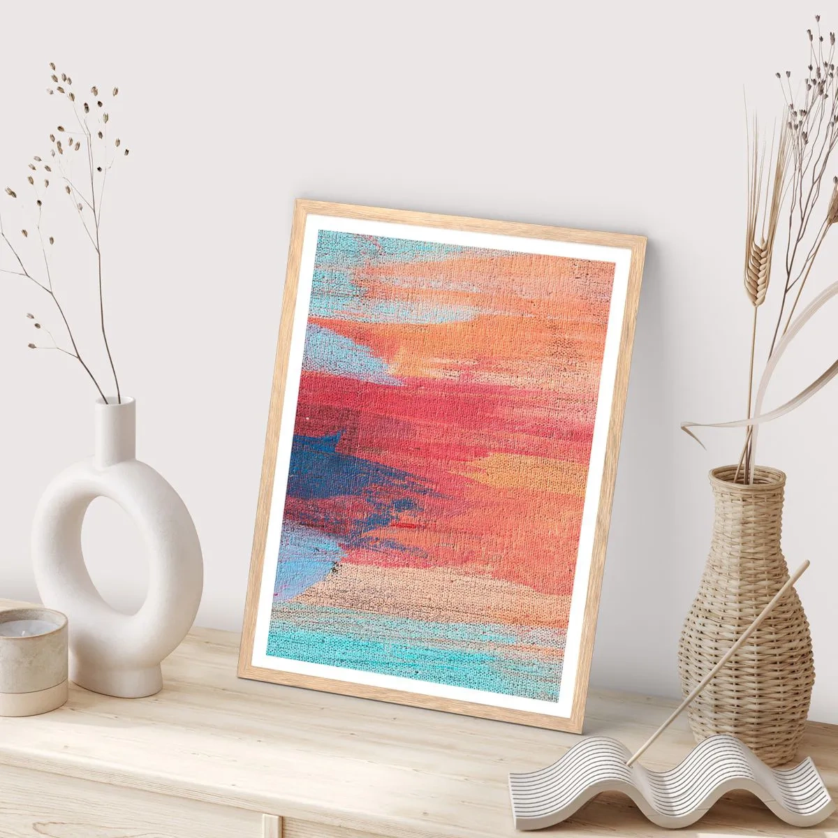 Poster în ramă de stejar deschis - Plutind prin curcubeu - 40x50 cm