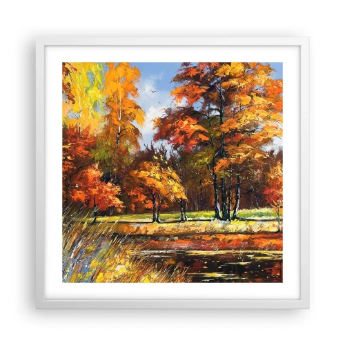 Poster în ramă albă - Peisaj în aur și bronz - 50x50 cm