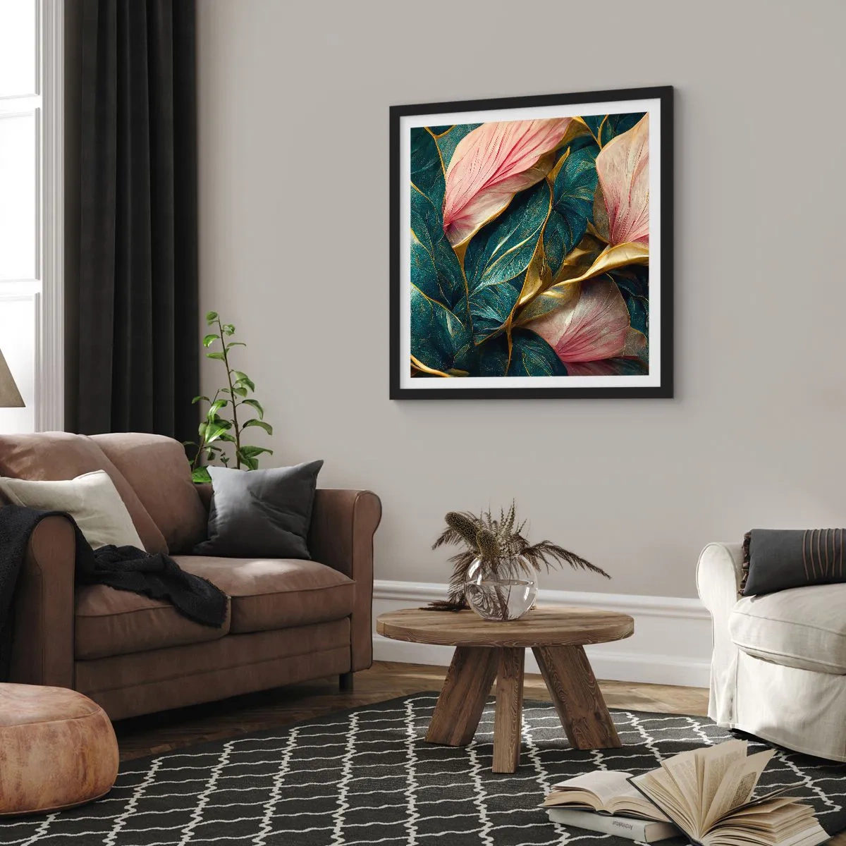 Poster în ramă neagră - Eleganța naturală și stil - 50x50 cm