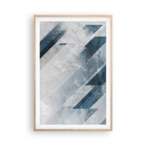 Poster în ramă de stejar deschis - Compoziția spațială - mișcarea griului - 61x91 cm