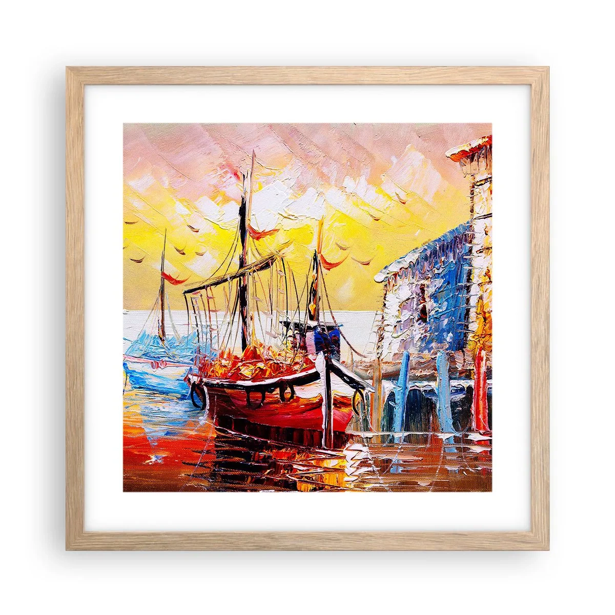 Poster în ramă de stejar deschis - Întoarcere fericită - 40x40 cm